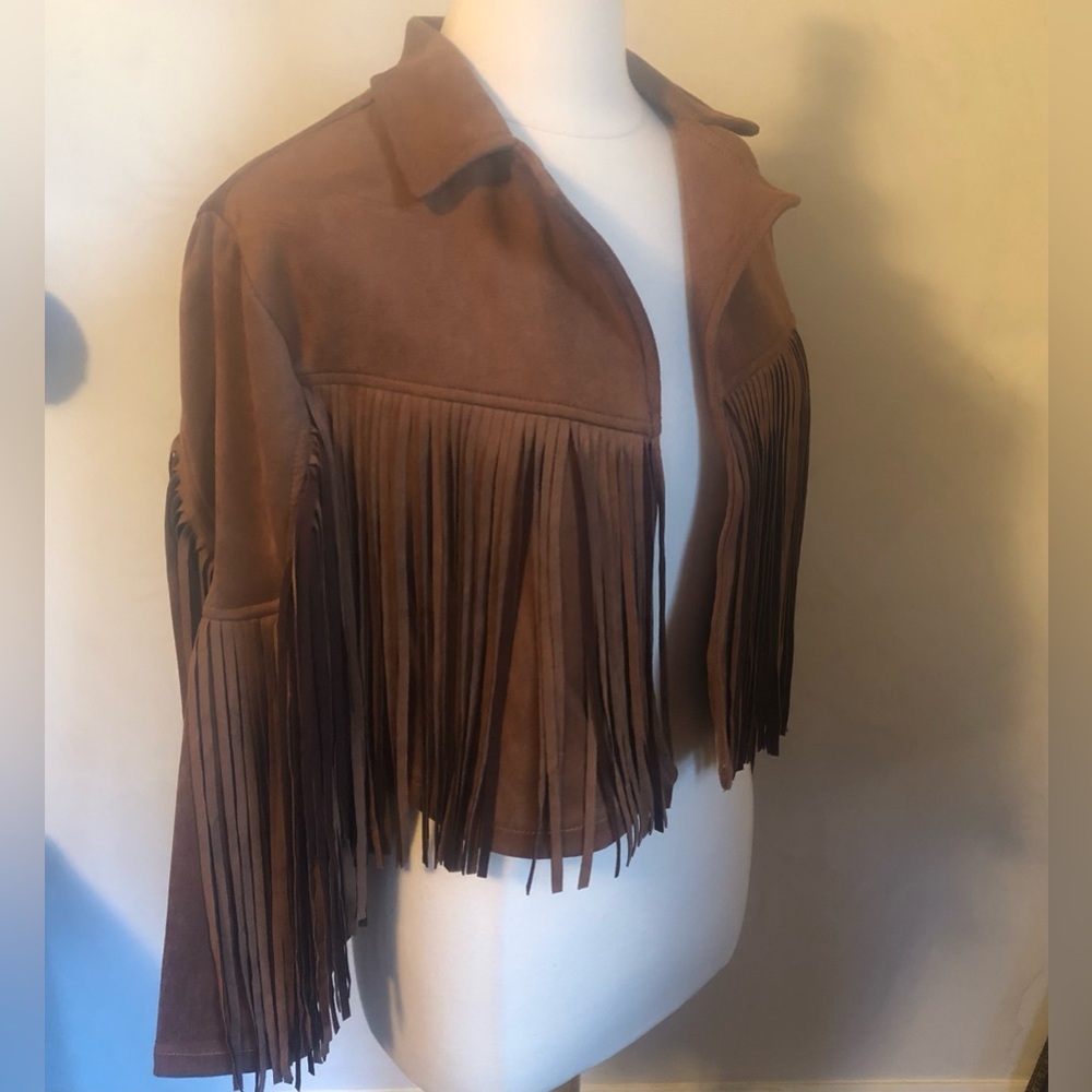 Sincerely Jules Brown Leather Fringe Jacket - Picture 2 of 13